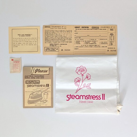 Vintage Osrow Steamstress II Sewing Steam Iron / Travel Iron Model SB-75 - Picture 11 of 11